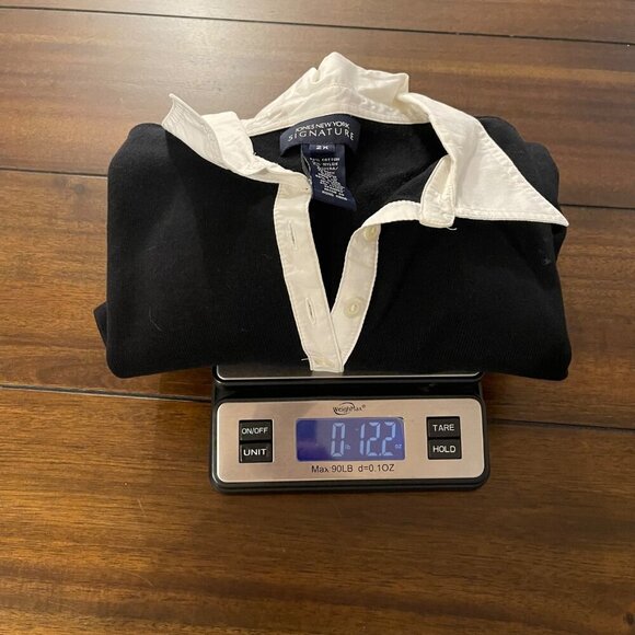 Jones New York Signature Black & White Polo Shirt Size 2X v--neck short sleeve - Picture 8 of 8